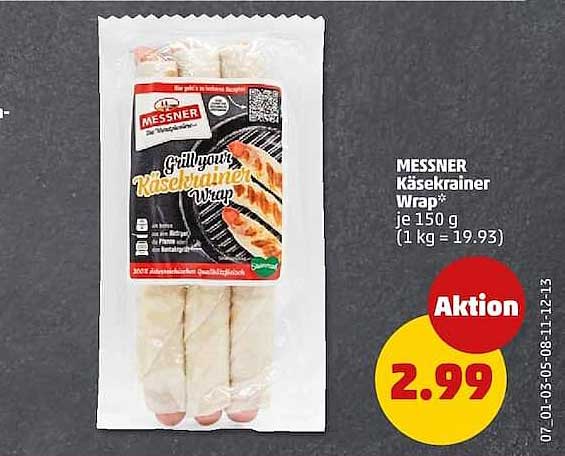 MESSNER Käsekrainer Wrap* je 150 g (1 kg = 19.93)