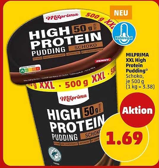 MILPRIMA XXL High Protein Pudding* Schoko, je 500 g (1 kg = 3.38)