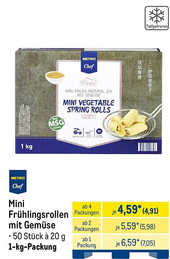 Mini Frühlingsrollen mit Gemüse · 50 Stück à 20 g · 1-kg-Packung