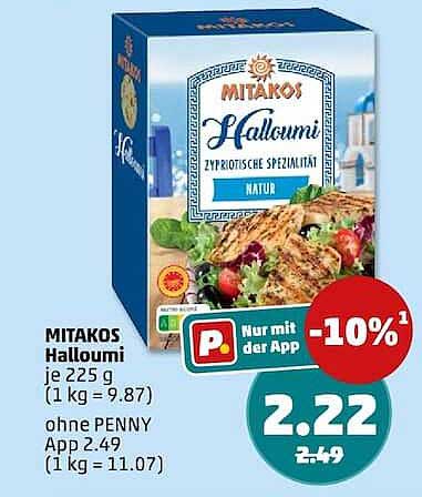 MITAKOS Halloumi je 225 g (1 kg = 9.87)