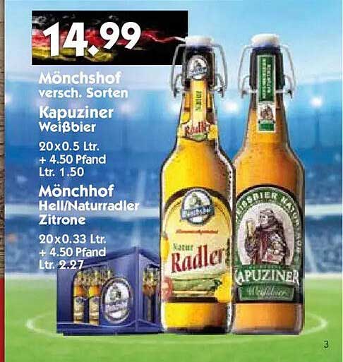 Mönchshof versch. Sorten Kapuziner Weißbier Mönchshof Hell/Naturradler Zitrone