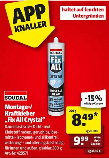 Montage-/Kraftkleber „Fix All Crystal“