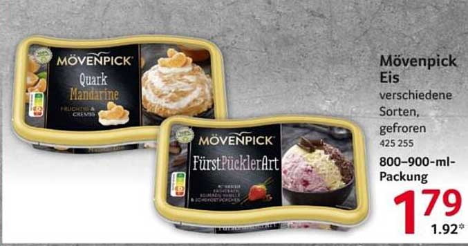 Mövenpick Eis verschiedene Sorten, gefroren 800–900-ml-Packung