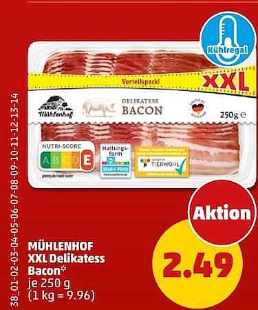 MÜHLENHOF XXL Delikatess Bacon* je 250 g (1 kg = 9.96)