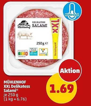 MÜHLENHOF XXL Delikatess Salami* je 250 g (1 kg = 6.76)