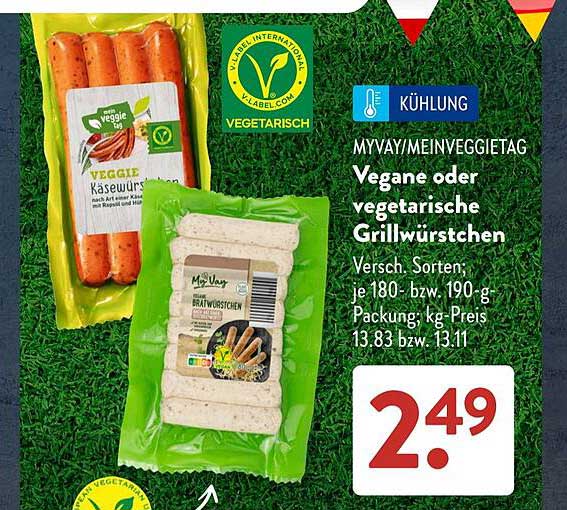 MYVAY/MEINVEGGIETAG Vegane oder vegetarische Grillwürstchen