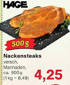Nackensteaks versch. Marinaden, ca. 500 g (1 kg = 8,49)