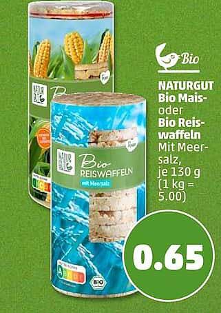 NATURGUT Bio Mais- oder Bio Reiswaffeln Mit Meersalz, je 130 g