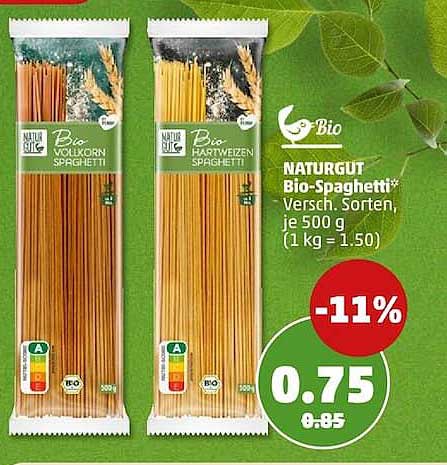 NATURGUT Bio-Spaghetti* Versch. Sorten, je 500 g (1 kg = 1.50)