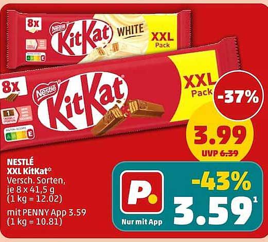 NESTLÉ XXL KitKat* Versch. Sorten, je 8 x 41,5 g (1 kg = 12.02)