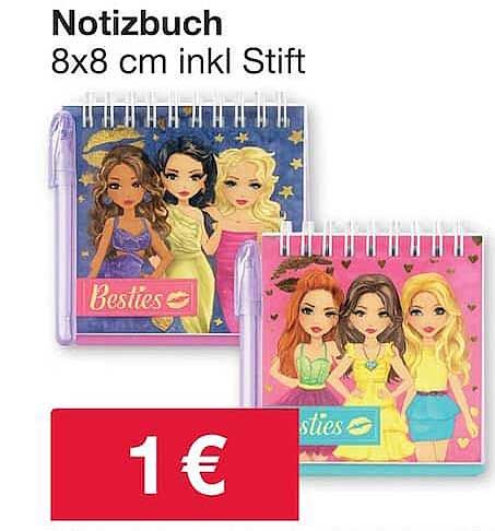 Notizbuch 8x8 cm inkl Stift