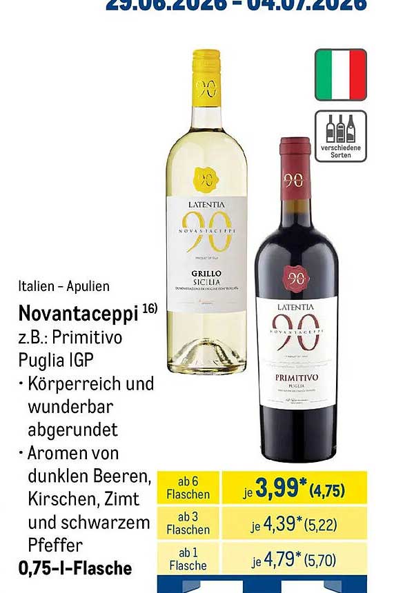 Novantaceppi z.B.: Primitivo Puglia IGP