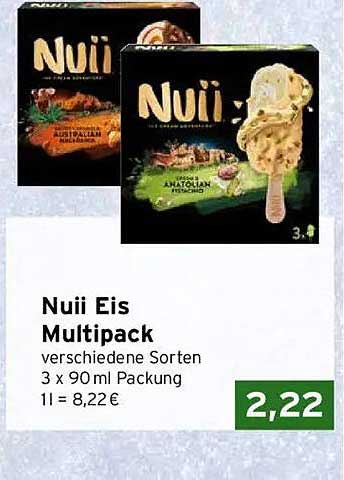 Nuii Eis Multipack verschiedene Sorten 3 x 90 ml Packung 1 l = 8,22€