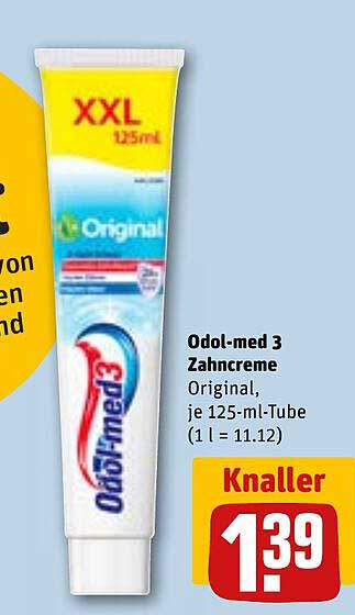 Odol-med 3 Zahncreme Original, je 125-ml-Tube (1 l = 11.12)