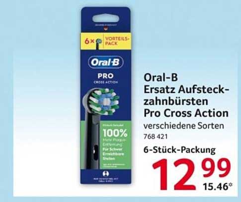 Oral-B Ersatz Aufsteckzahnbürsten Pro Cross Action verschiedene Sorten 6-Stück-Packung