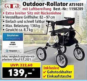 Outdoor-Rollator AT51031 mit Lufträdern Best.-Nr.: 1198289