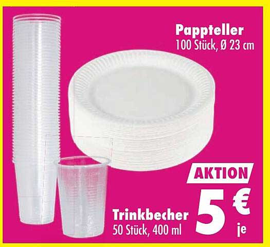 Pappteller 100 Stück, Ø 23 cm