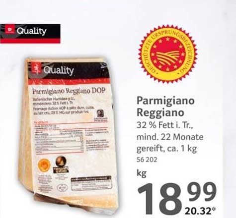 Parmigiano Reggiano 32 % Fett i. Tr., mind. 22 Monate gereift, ca. 1 kg