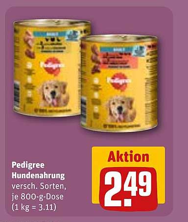 Pedigree Hundenahrung versch. Sorten, je 800-g-Dose (1 kg = 3.11)