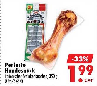 Perfecto Hundesnack italienischer Schinkenknochen, 350 g (1 kg/5,69 €)