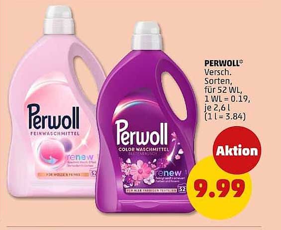Perwoll Versch. Sorten, für 52 WL, 1 WL = 0.19, je 2,6 l (1 l = 3.84)