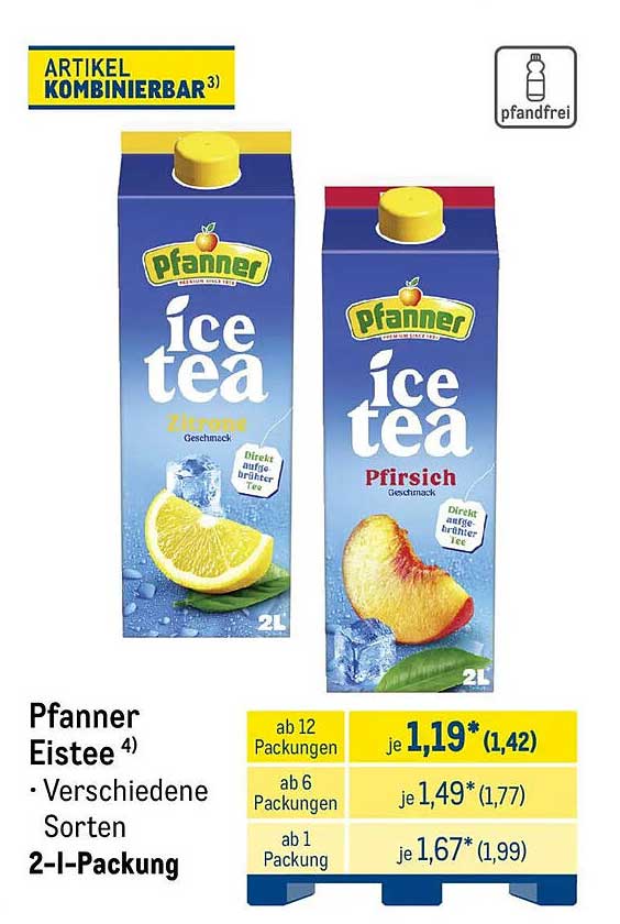 Pfanner Eistee Verschiedene Sorten 2-l-Packung