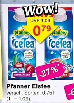 Pfanner Eistee verschn. Sorten, 0,75l (1 l = 1,05)