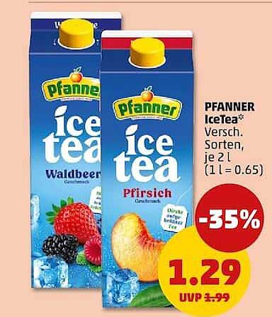 PFANNER IceTea* Versch. Sorten, je 2 l (1 l = 0.65)