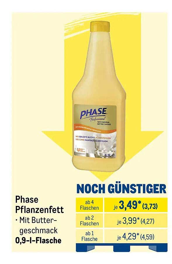 Phase Pflanzenfett · Mit Buttergeschmack 0,9-l-Flasche