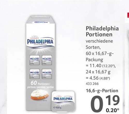 Philadelphia Portionen verschiedene Sorten, 60 x 16,67-g-Packung