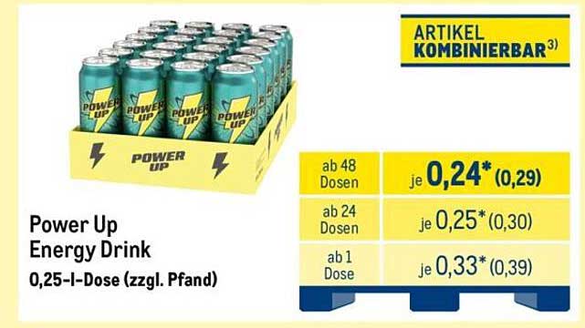 Power Up Energy Drink 0,25-l-Dose (zzgl. Pfand)