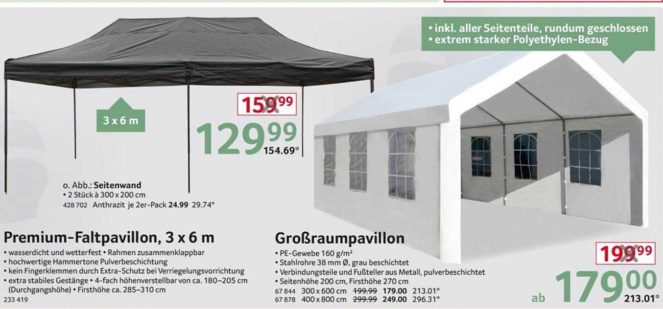 Premium-Faltpavillon, 3 x 6 m