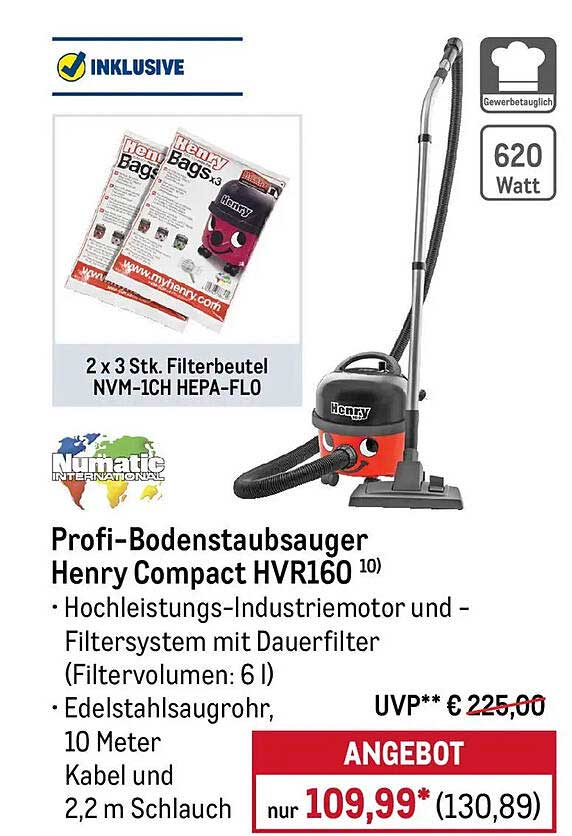 Profi-Bodenstaubsauger Henry Compact HVR160