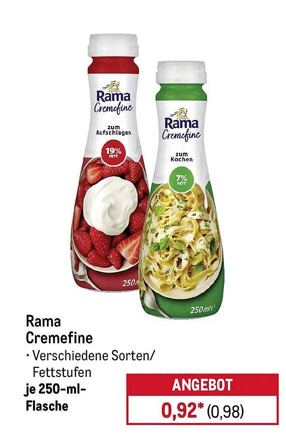 Rama Cremefine • Verschiedene Sorten/Fettstufen je 250-ml-Flasche