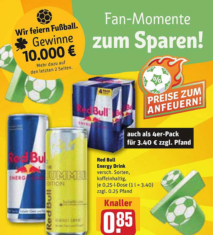 Red Bull Energy Drink versch. Sorten, koffeinhaltig, je 0,25-l-Dose (1 l = 3.40) zzgl. 0.25 Pfand