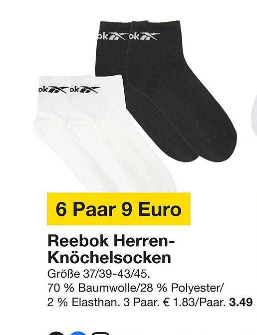 Reebok Herren-Knöchelsocken