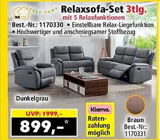Relaxsofa-Set 3tlg. mit 5 Relaxfunktionen