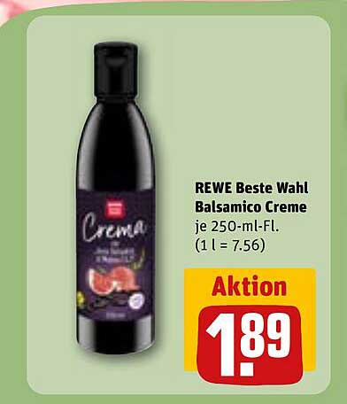 REWE Beste Wahl Balsamico Creme je 250-ml-Fl. (1 l = 7.56)