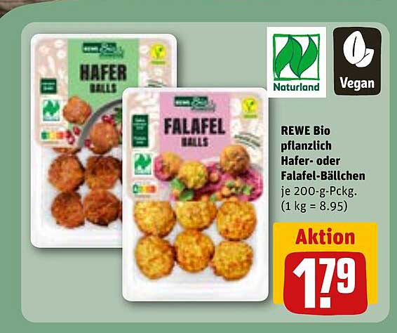 REWE Bio pflanzlich Hafer- oder Falafel-Bällchen
