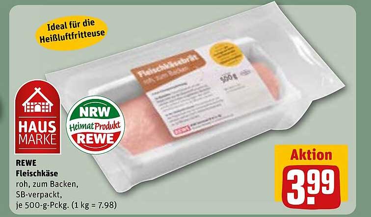 REWE Fleischkäse roh, zum Backen, SB-verpackt, je 500-g-Pckg. (1 kg = 7.98)