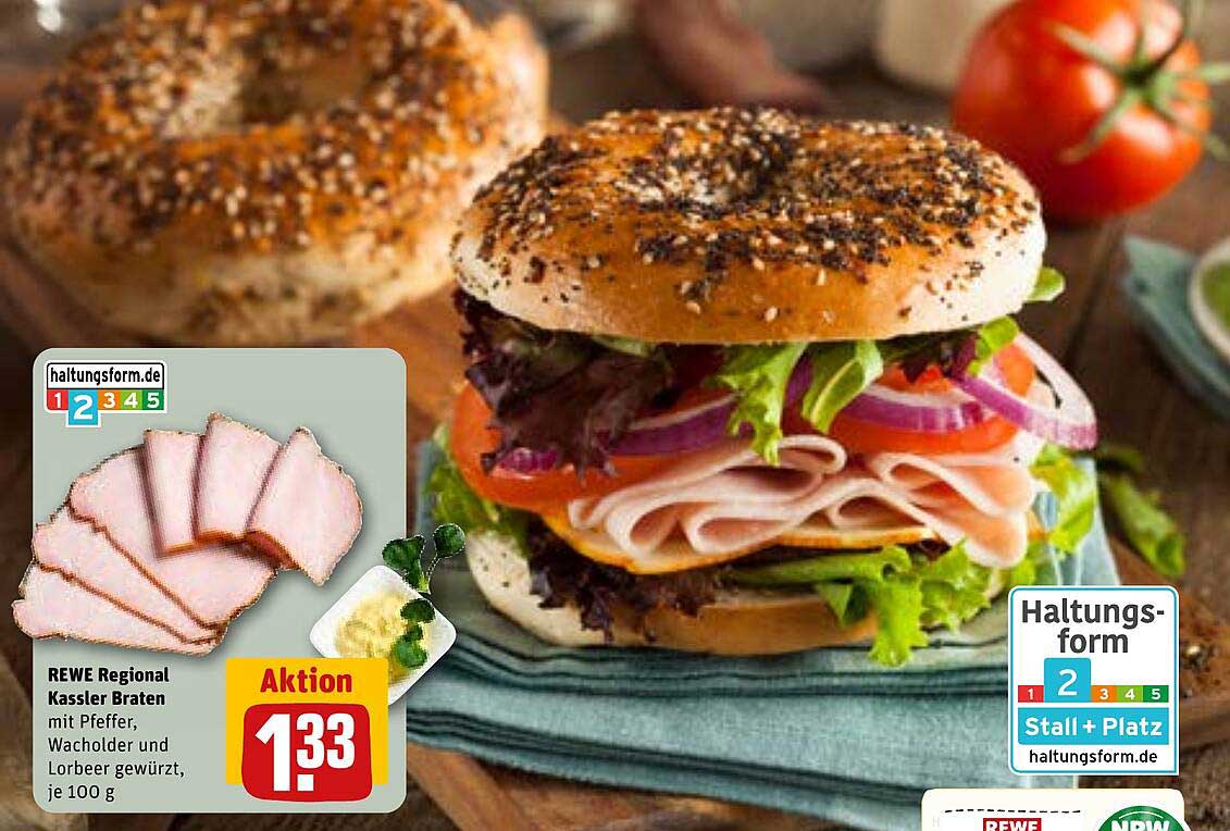 REWE Regional Kassler Braten mit Pfeffer, Wacholder und Lorbeer gewürzt, je 100 g