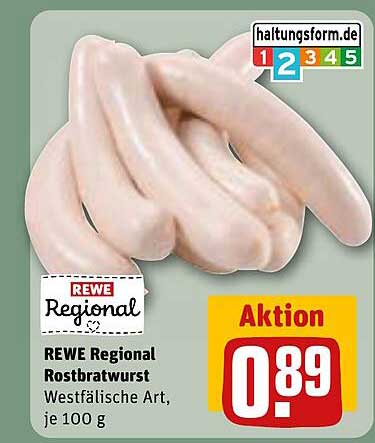 REWE Regional Rostbratwurst Westfälische Art, je 100 g