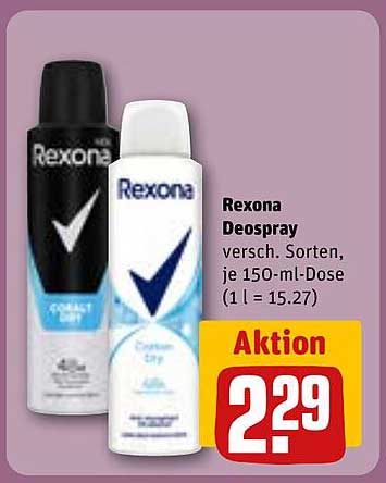 Rexona Deospray versch. Sorten, je 150-ml-Dose (1 l = 15.27)