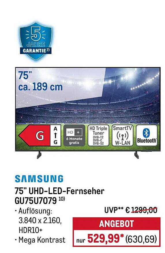 SAMSUNG 75” UHD-LED-Fernseher GU75U7079