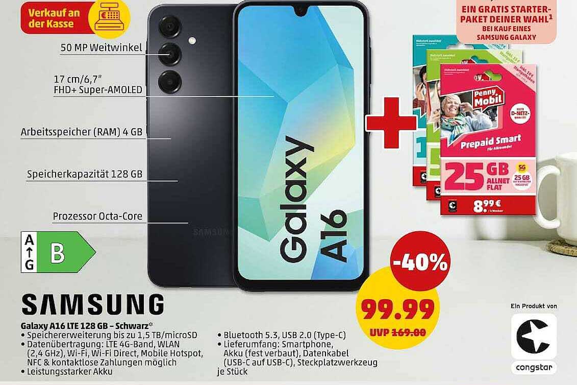 Samsung Galaxy A16 LTE 128 GB - Schwarz*