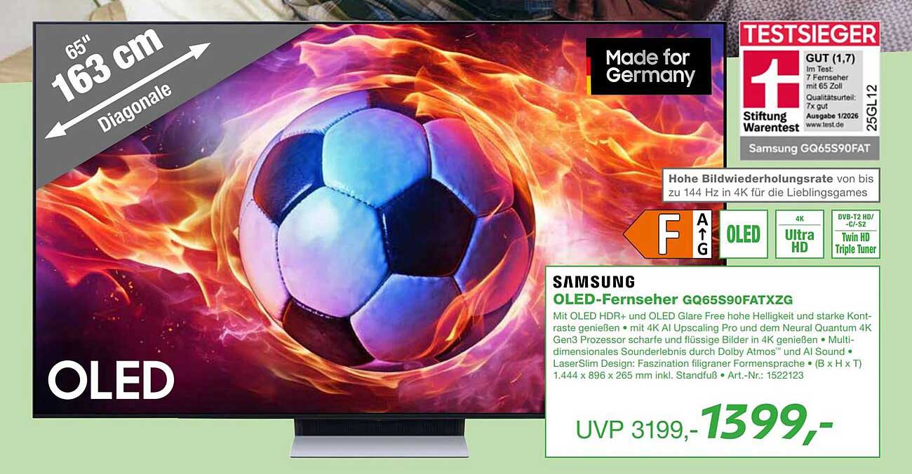SAMSUNG OLED-Fernseher GQ65S90FATXZG