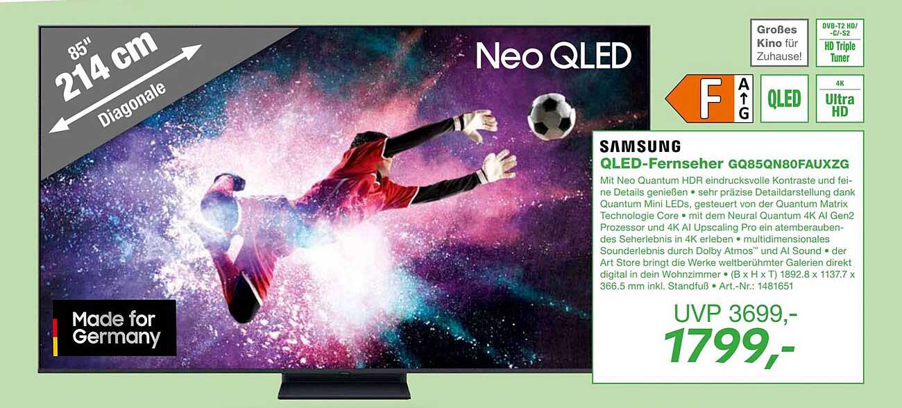 SAMSUNG QLED-Fernseher GQ85QN80FAUXZG