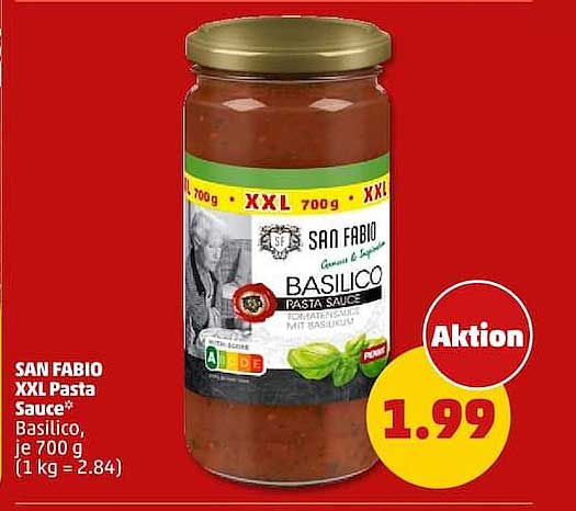 SAN FABIO XXL Pasta Sauce* Basilico, je 700 g (1 kg = 2,84)