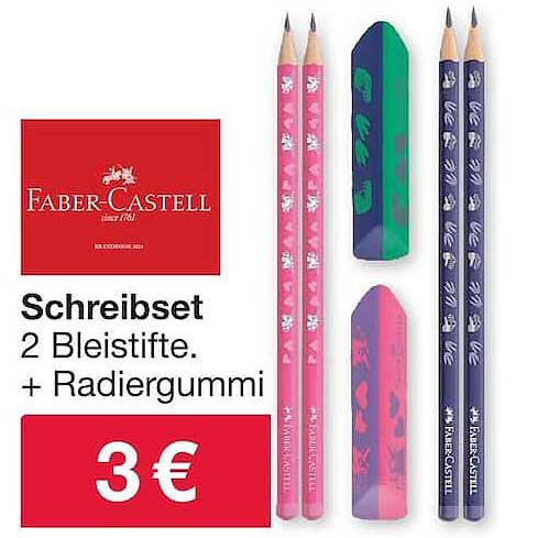 Schreibset 2 Bleistifte. + Radiergummi