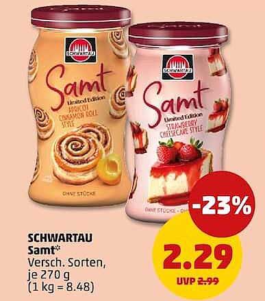 SCHWARTAU Samt* Versch. Sorten, je 270 g (1 kg = 8.48)